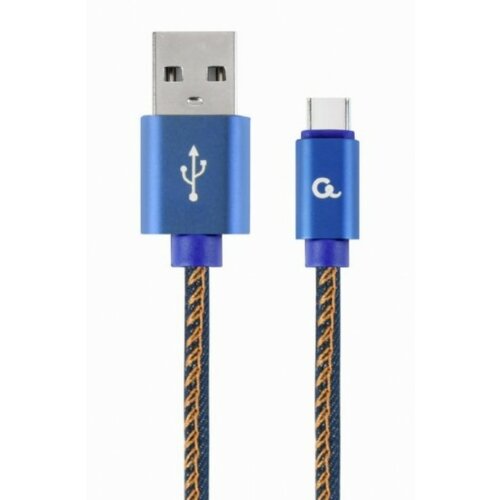 Gembird CC USB2J AMCM 1M BL Premium jeans denim Type C USB cable with metal connectors, 1m, blue Slike