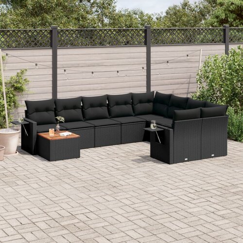  10-dijelni set vrtnih sofa s jastucima crni od poliratana Cijene