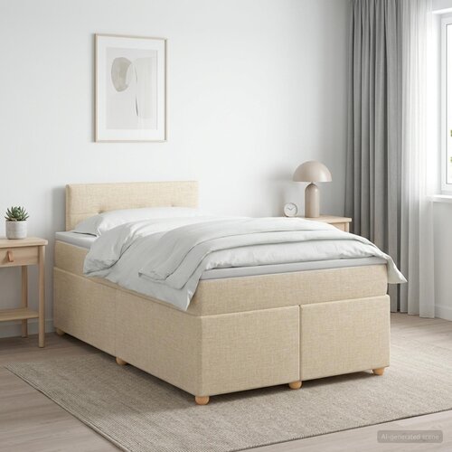 Boxspring krevet s madracem Krem 120 x 190 cm Tkanina Cijene