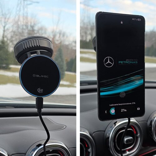  Auto držač Qi2.2 25W MagSafe s indukcijskim punjačem Blavec Slike