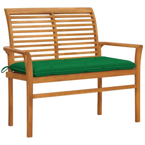  Klupa sa zelenim jastukom 112 cm od masivne tikovine Slike
