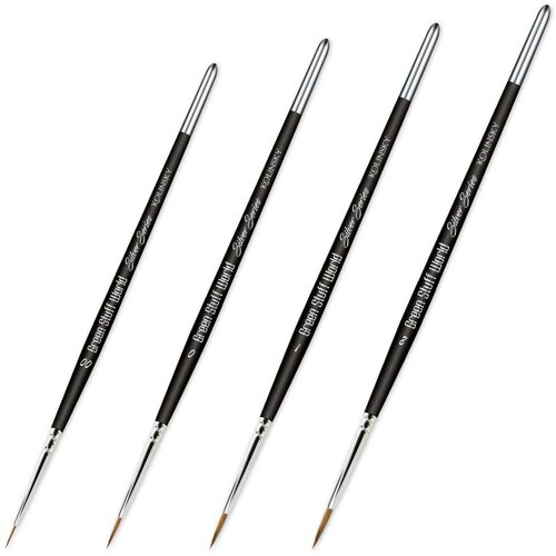 Green Stuff World Kolinsky Brushes - SILVER SERIE PACK x4 Cene
