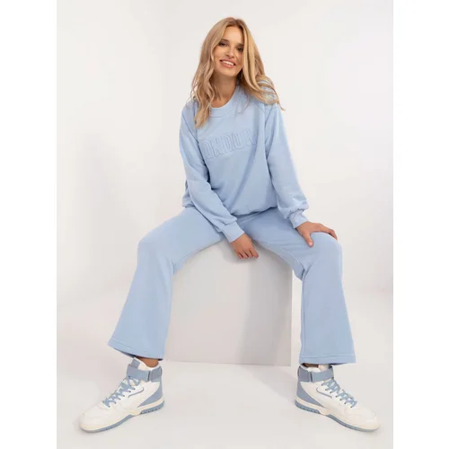 Fashion Hunters Light blue women's tracksuit with inscription