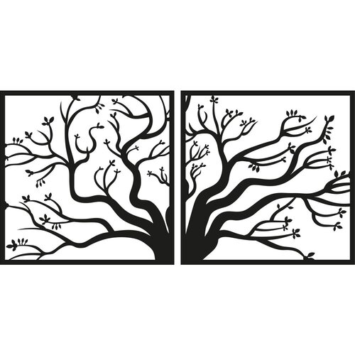 Wallity Zidna dekoracija Drvo, 100x50 cm, 1,5 mm, Crna Slike