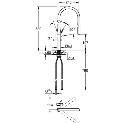 Grohe enoročna kuhinjska armatura Essence - supersteel (30294DC0) Slike