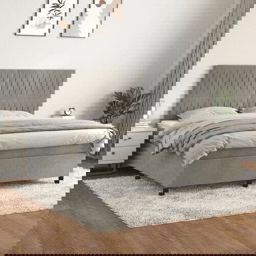 VidaXL Box spring postelja z vzmetnico svetlo siva 180x200 cm žamet Slike