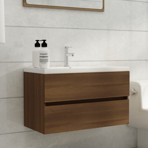 vidaXL Ormarić za umivaonik boja smeđeg hrasta 80x38,5x45 cm drveni Cijene