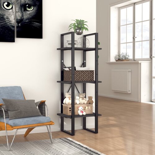  The Living Store Knjižna omara 3-nadstropna siva 40x30x105 cm iverna plo&amp;scaron;ča - Knjižna Omara, (21431212) Slike