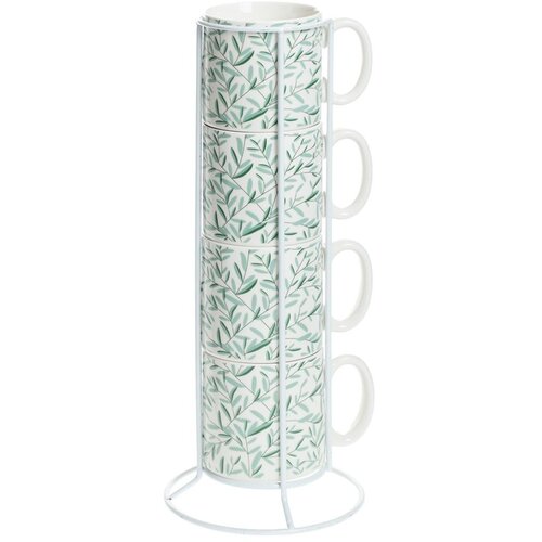 Secret de Gourmet Set šolja na stalku Floral 24cl, Keramika, 12,8x12x32,2cm, Zeleni Cene