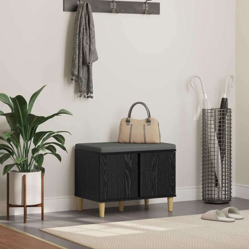  Klupa za hodnik s jastukom s vratima Crni hrast 60 x 38 x 46 cm Cijene
