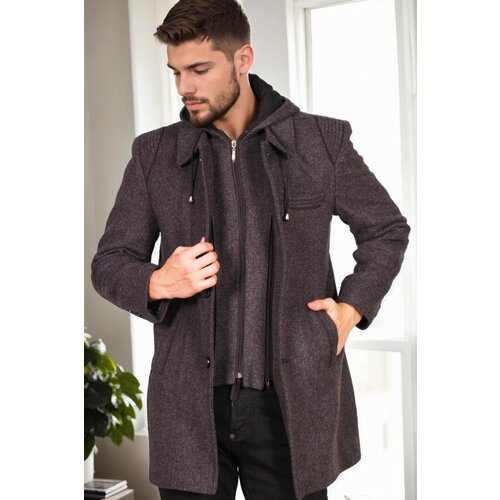 Dewberry PLT8335 MEN'S COAT-DIAGONAL BLACK-ANTHRACITE-2 Cene