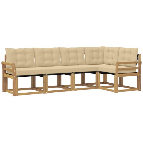 vidaXL Zunanja garnitura za sedenje z blazino 5 pcs Bela in bež, (5000281150) Cene