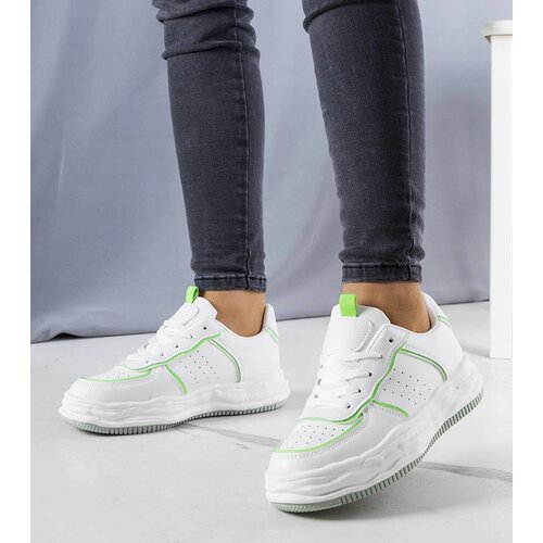 Gemre White sneakers with green inserts Nettie Cene