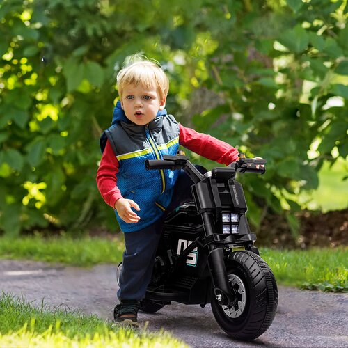 HOMCOM Otroški električni motocikel iz PP in kovine za 3-5 let s kolesi, rogom in glasbo, 86x44x58cm, črn, (20744880) Cene
