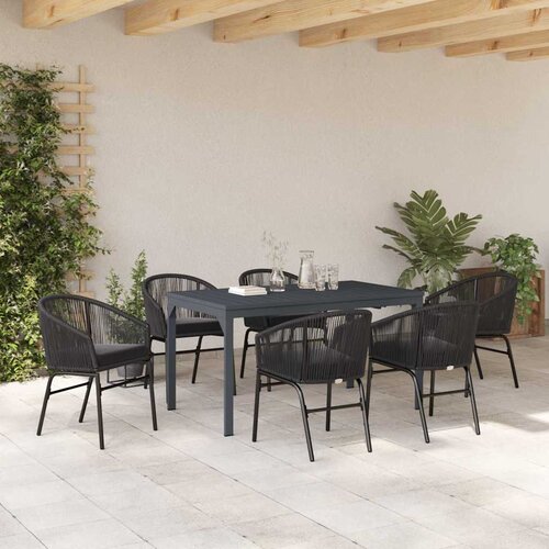  Vrtni set za objed 7 kom. Crna poliratan 180 x 80 x 74 cm Slike