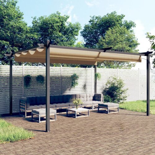 vidaXL Vrtni paviljon z zložljivo streho 4x3 m taupe Cene