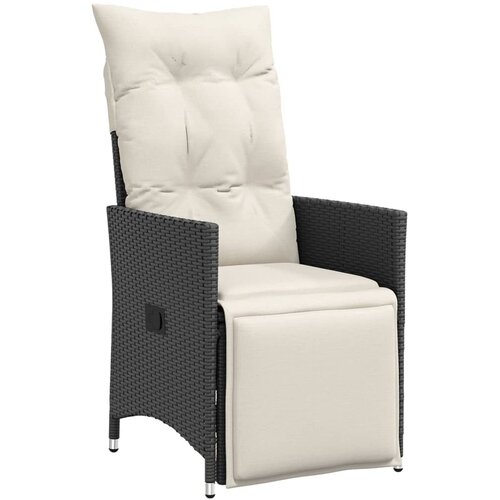  9-dijelni vrtni blagovaonski set s jastucima crni od poliratana Crna 190 x 90 x 75 cm Slike