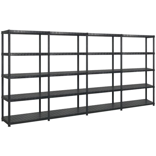 VidaXL Regal s policami 5-nadstropni črn 366x45,7x185 cm plastika Slike