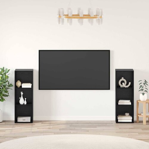  Set TV komoda Zidne 2 pcs Crni hrast 107 x 35 x 37 cm Cijene