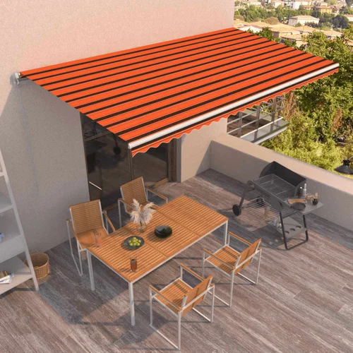 vidaXL Tenda na ručno uvlačenje 600 x 350 cm narančasto-smeđa vidaXL Tenda na ručno uvlačenje 600 x 350 cm narančasto-smeđa