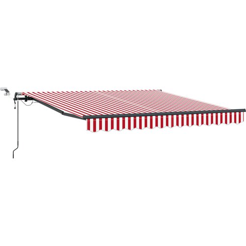 vidaXL Avtomatska retraktibilna tenda z LED rdečo in belo črto 350x250 cm, (22146103) Cene