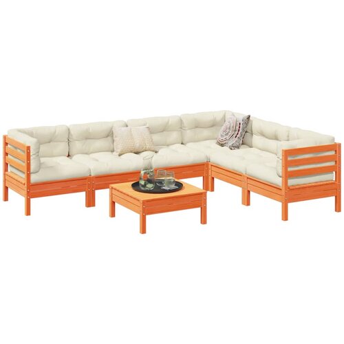vidaXL 7-dijelni set vrtnih sofa s jastucima voštano smeđi od borovine Cijene