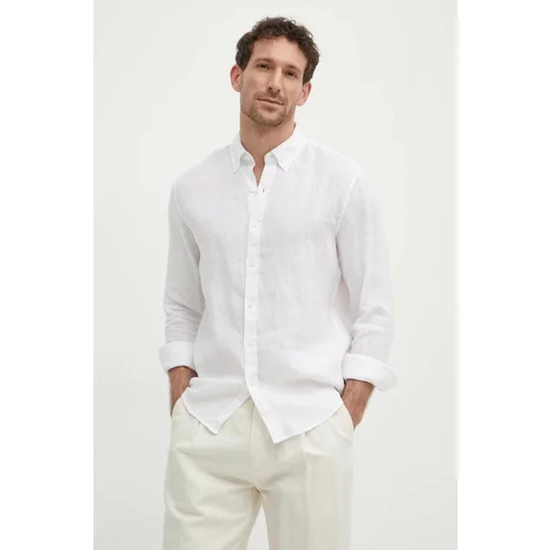 Michael Kors Lanena košulja boja: bijela, slim, s button-down ovratnikom