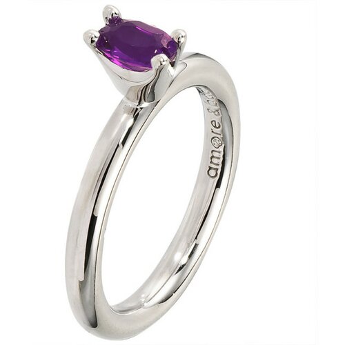 Amore Baci srebrni prsten sa jednim ljubičastim swarovski kristalom 57 mm Cene