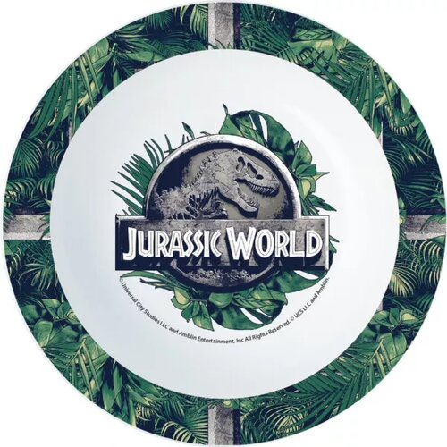  Jurassic World: Globoka plastična krožnik z vzorcem T-Rexa - primeren za mikrovalovno pečico Cene