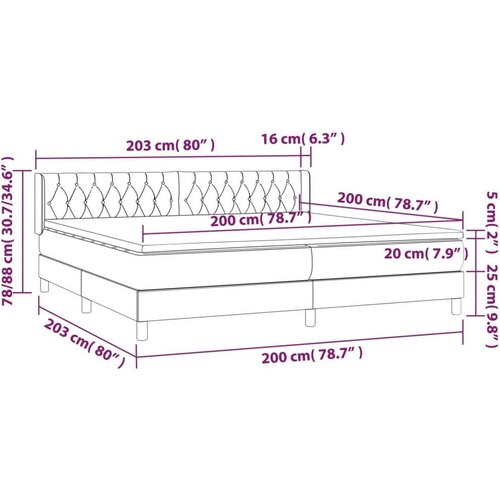  Krevet s oprugama i madracem tamnosmeđi 200x200 cm od tkanine Slike