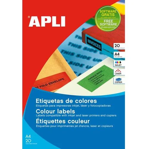 Apli barvne nalepke AP002880 fluo.rdeče 210 x 297 mm 1/stran, 20 listov