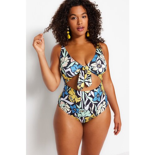 Trendyol Curve Plus Size Swimsuit - Multicolor - Graphic Slike