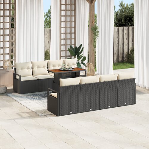 vidaXL 9-dijelni set vrtnih sofa s jastučićima crni PE ratan Cijene