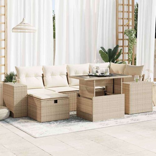 vidaXL 8-dijelni set vrtnih sofa od poliratana s jastucima bež Cijene