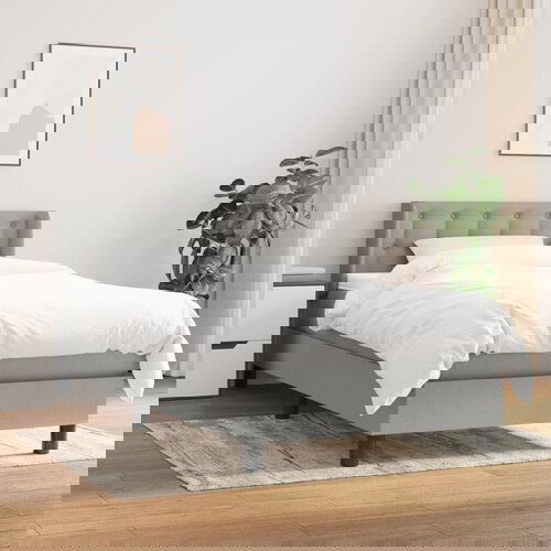 VidaXL Box spring postelja z vzmetnico svetlo siva 90x190 cm blago Slike