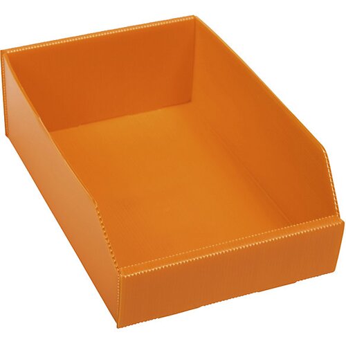  Pregibna regalna posoda iz umetne mase, DxŠxV 300 x 200 x 100 mm, oranžna, DE 25 kosov Cene