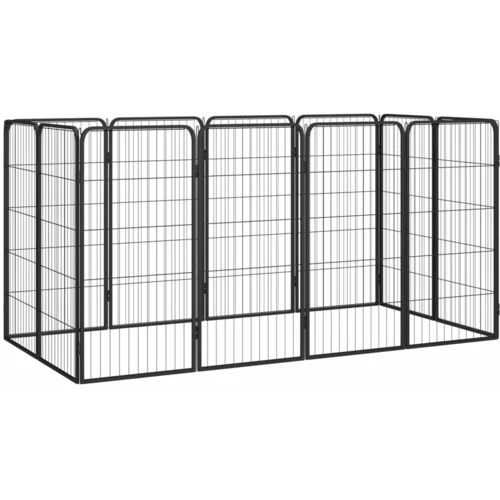  Ograda za pse s 12 panela crna 50 x 100 cm čelik obložen prahom