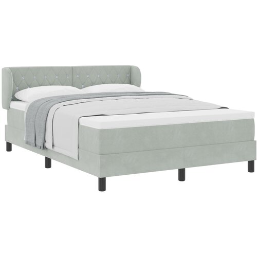 VidaXL Box Spring Krevet s Madracem Svjetlosiva 140x200 cm Bar&amp;scaron;un Slike
