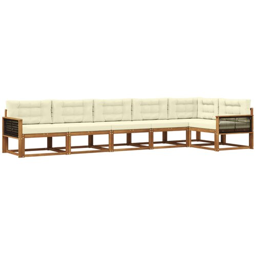 vidaXL Zunanja garnitura za sedenje z blazino 6 pcs Naravna in smetana, (5000282328) Cene