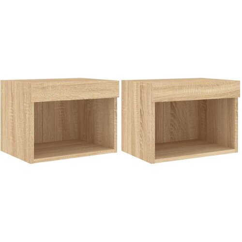 Maison Chic Stenski Dvo delni komplet Nočne omarice - Nočne mize z LED lučkami sonoma hrast, (21687569) Slike