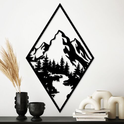 Wallity zidna dekoracija montain 1, 79 x 49 cm, crna Cene