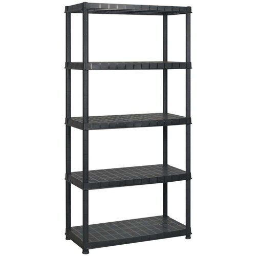 VidaXL Regal s policami 5-nadstropni črn 366x45,7x185 cm plastika Slike