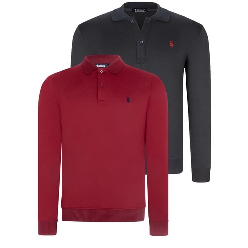 Dewberry DOUBLE SET V4007 MEN&amp;#039;S SWEATSHIRT-BURGUNDY-NAVY BLUE Slike
