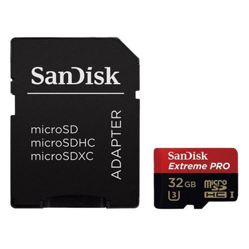 Sandisk Extreme PRO microSDHC 32GB UHS-I U3 sa adapterom - SDSDQXP-032G-G46A memorijska kartica Slike