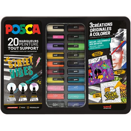 POSCA Pigmentni markerji STREET VIBES, kovinska &amp;scaron;katla 20 kom, (21656134) Slike