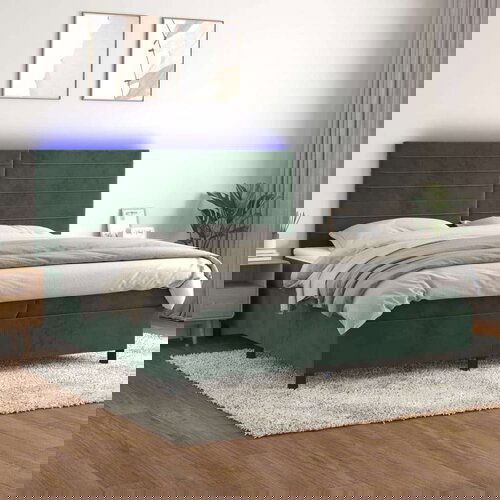  Krevet box spring s madracem LED tamnozeleni 200x200 cm bar&amp;scaron;un Slike