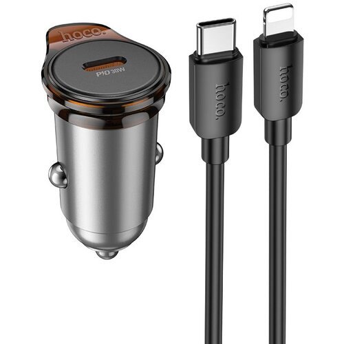 hoco. auto punjac Type C + kabl Type C na Lightning PD QC 30W NZ16 metal sivi Cene