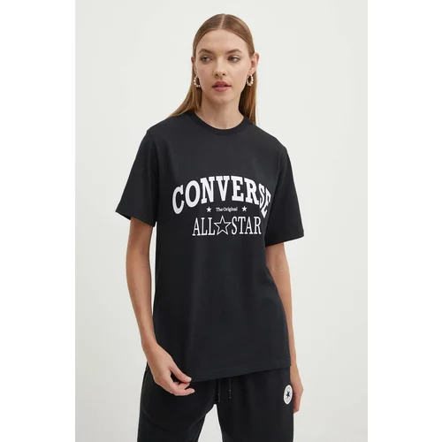 Converse Bombažna kratka majica črna barva, 10026458-A03