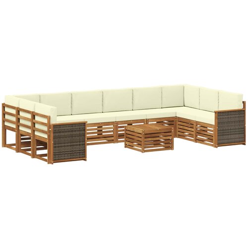 vidaXL Zunanja garnitura za sedenje z blazino 8 pcs Naravna in smetana, (5000270743) Cene