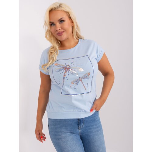 Fashion Hunters Light blue blouse plus size with print Slike
